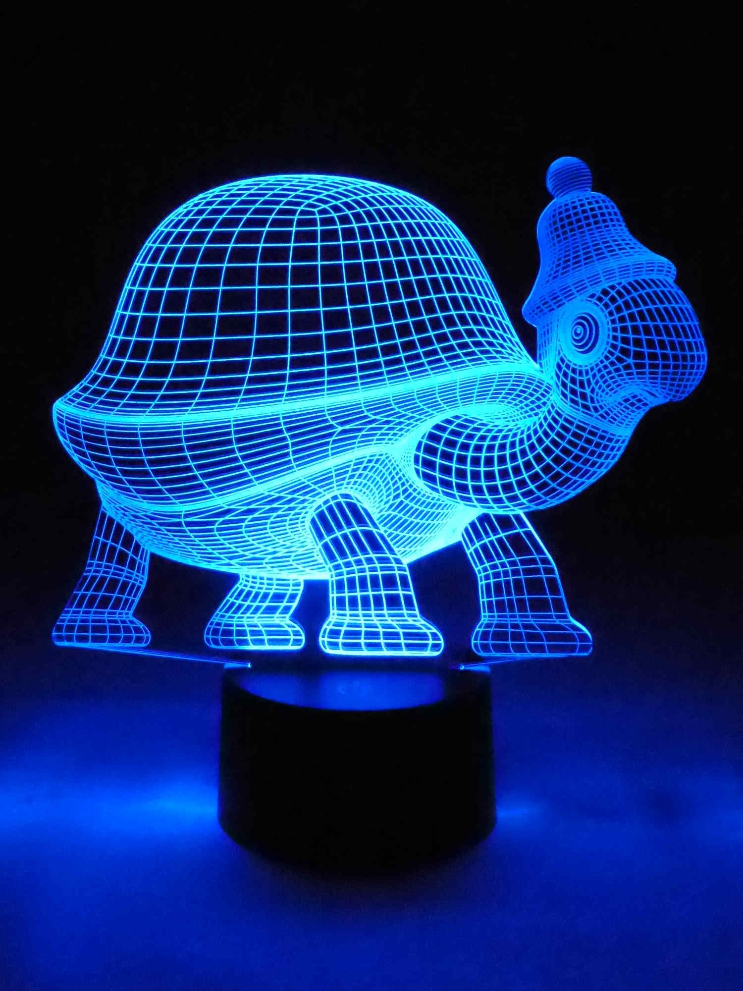 originelle 3D LED-Lampe niedliche Schildkröte als Kinderleuchte im Kinderzimmer