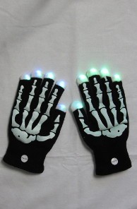 LED Skelett Knochen Leucht-Handschuhe Fingerhandschuhe Halloween Karneval Fastnacht Sylvester