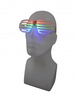 Shutter Atzen Rasterbrille LED-Brille Karneval Partybrille Leuchtbrille Spassbrille Leuchtfarben Rot Grün Blau