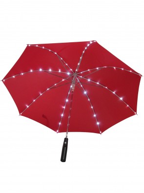 Led Regenschirm Sternenhimmel Rot  mit eingearbeiteter Taschenlampe 