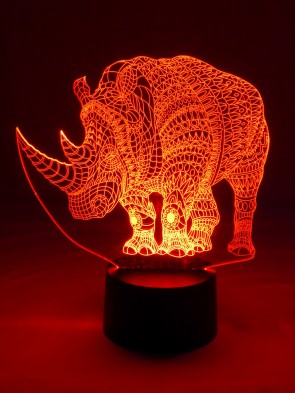 3D LED-Lampe Nashorn Kinderzimmerlampe Tischlampe Nachtlicht  RGB Wohnlicht