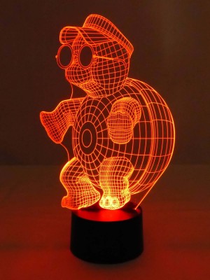 originelle 3D LED-Lampe niedliche Schildkröte mit Mütze Tischleuchte Nachttischlampe Kinderzimmer